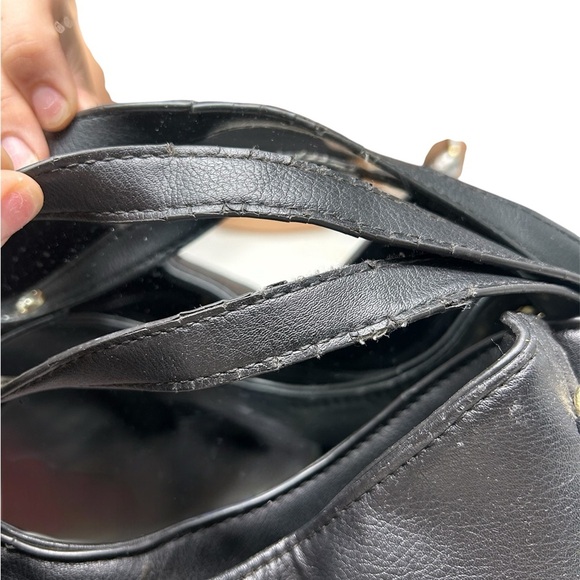 Bebe Black Shoulder Bag with Gold Chain Accents - Picture 4 of 7